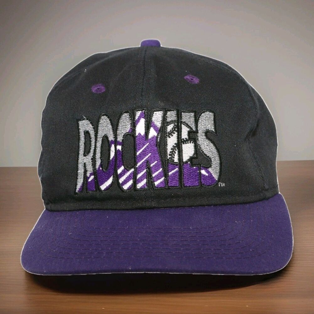Vintage Colorado Rockies Snapback Hat #1 Apparel MLB Black / Purple Baseball 90s